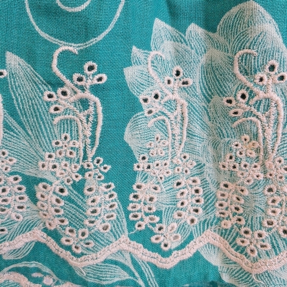 Anthropologie Maeve Pippa Eyelet Embroidered Linen Blend Swing Dress Sz S - Picture 2 of 8